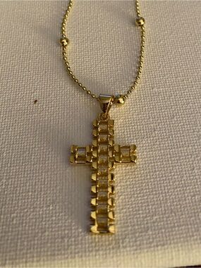 Gold-tone Cross Pendant Necklace